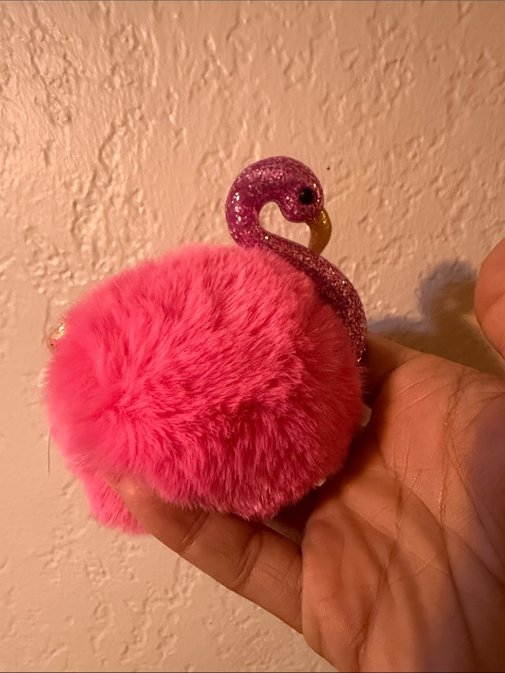 Bath and body works Pink Flamingo Pom pocketbac holder keychain